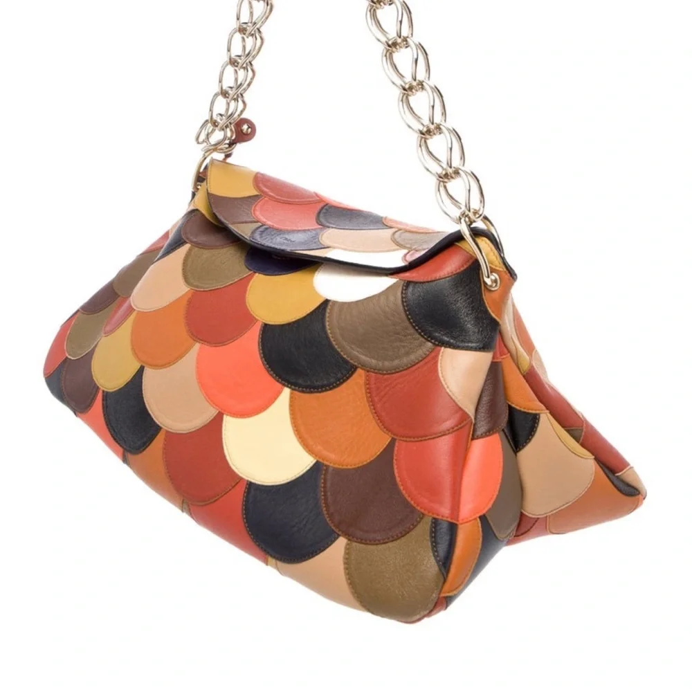 CHLOÉ Juana Colorblock Scallop Patchwork Shoulder Bag - Picture 3 of 9